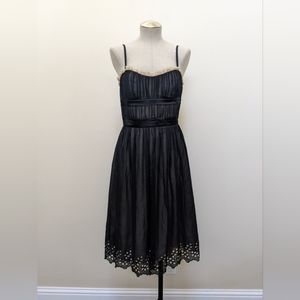 Max And Cleo Cocktail Tank Dress Lace 100% Silk Pleated